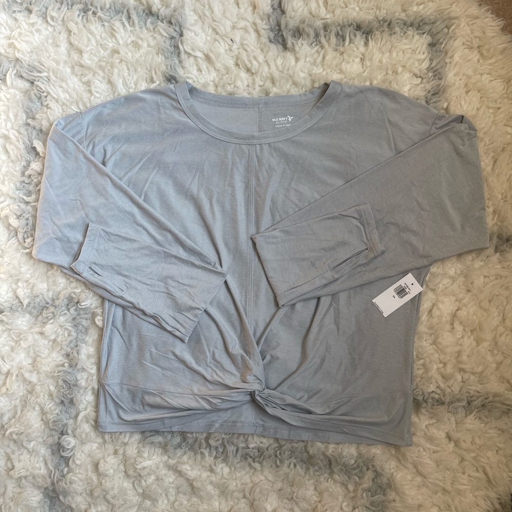 Gray Long Sleeve Twist Knot Top
